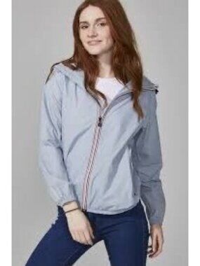 O8 Lifestyle Unisex Full Zip Hooded Windbreaker Jacket Blue Size M